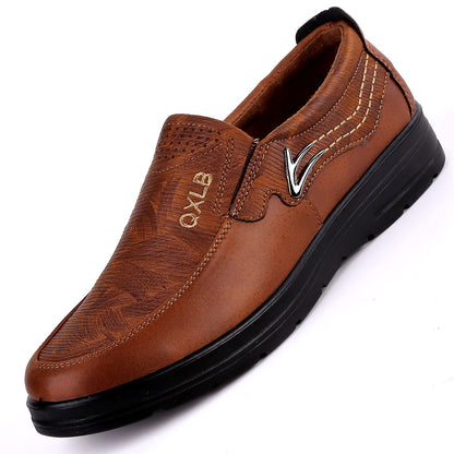 Men's Leather Style Loafer Shoes Pull On Bendable Flat Footwear