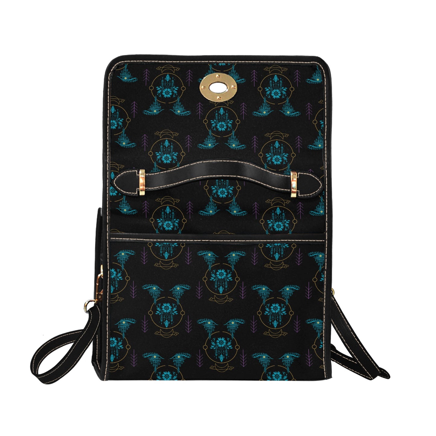 Women's Tribal Eyes Print Handbag with Shoulder Strap