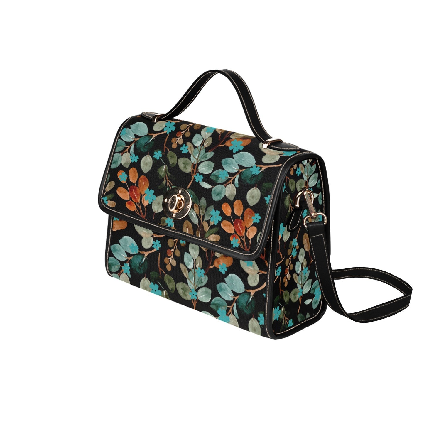 Women's Rustic Floral Print Handbag with Shoulder Strap