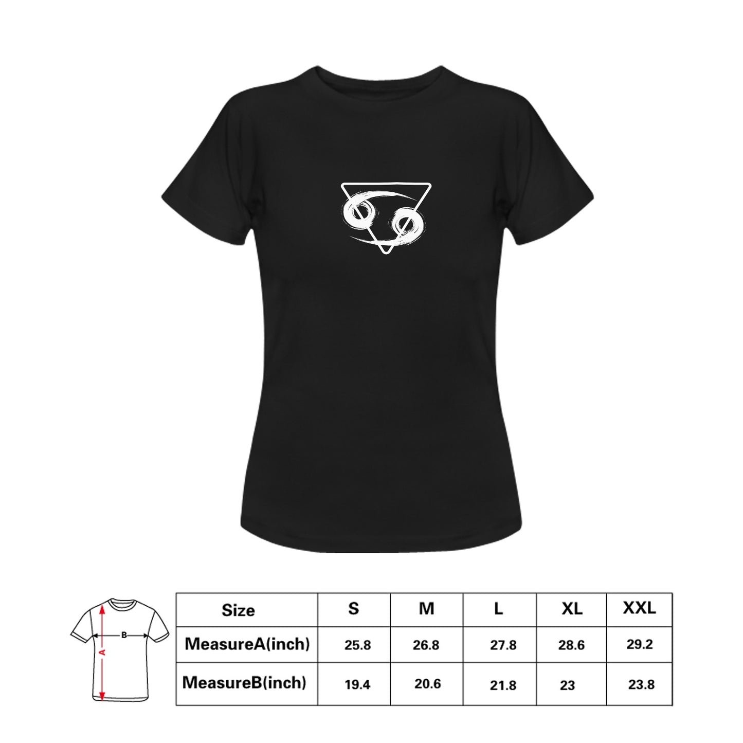 TABOO TIDE Women's Cancer Zodiac Star Sign with Water Element Symbol Cotton T-shirt