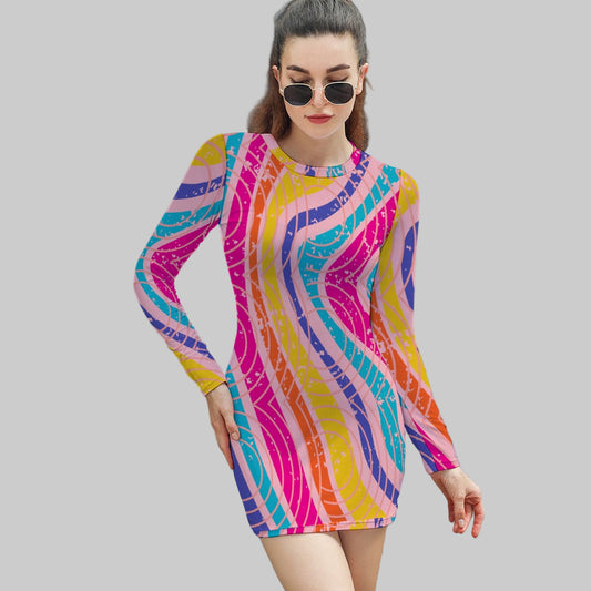 Women's Abstract All Over Print Short Mini Bodycon Dress