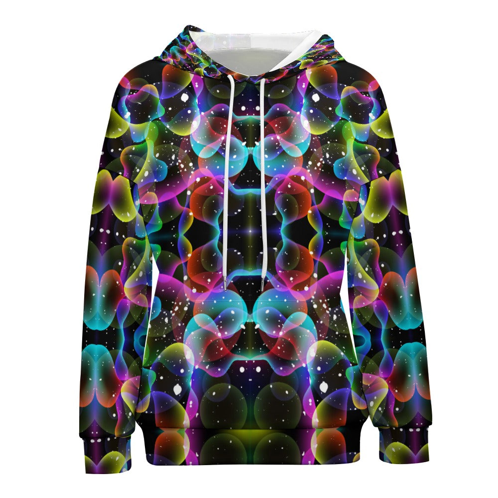 Women's Galactic Rainbow Print Dropped Sleeve Hoodie