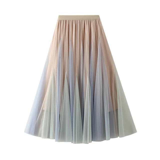 Women's Ombre Mesh Midi Flare Skirt