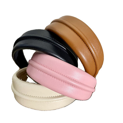 PU Headband Solid Colour Wide-Brimmed Hair Accessories