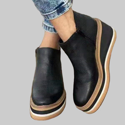Women's Faux Leather Platform Wedge Ankle Boots