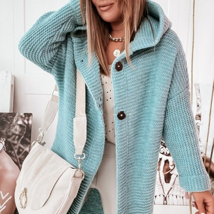 Women's Knitted Hooded Oversized Cardigan