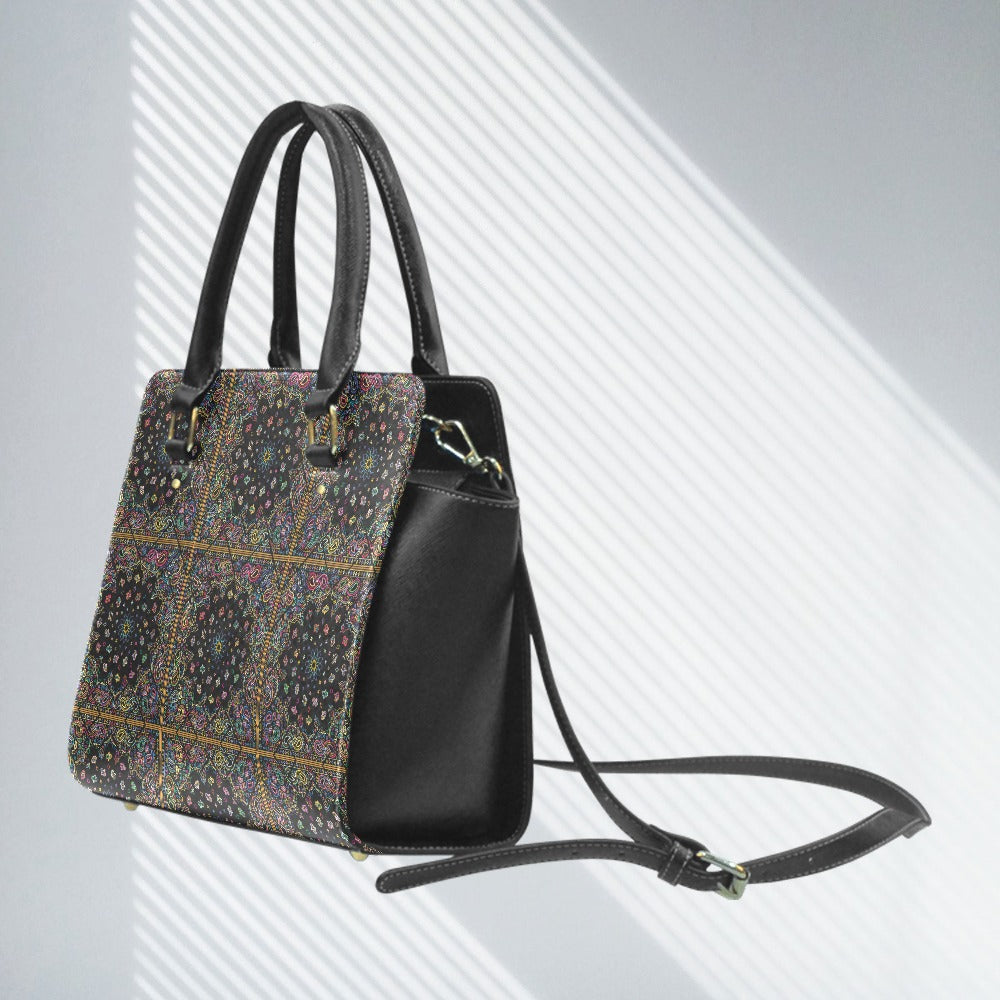 TABOO TIDE Tribal Floral Print All Over Design Classic Shoulder Handbag PU Leather Bag Multicolour