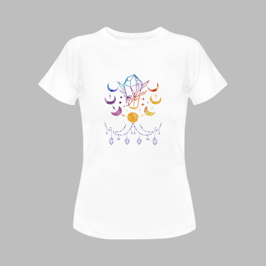 Women's Moon & Crystals Cotton T-shirt