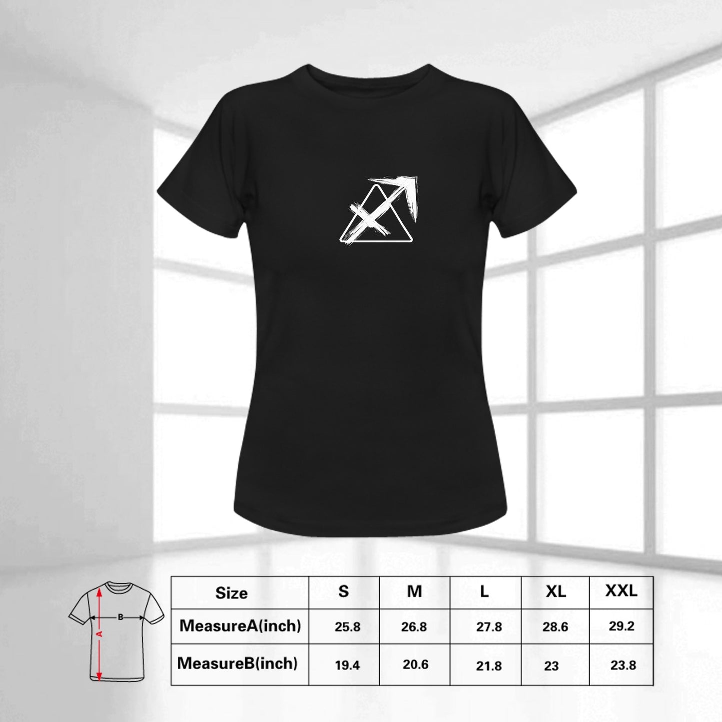 TABOO TIDE Women's Sagittarius Zodiac Star Sign with Fire Element Symbol Cotton T-shirt