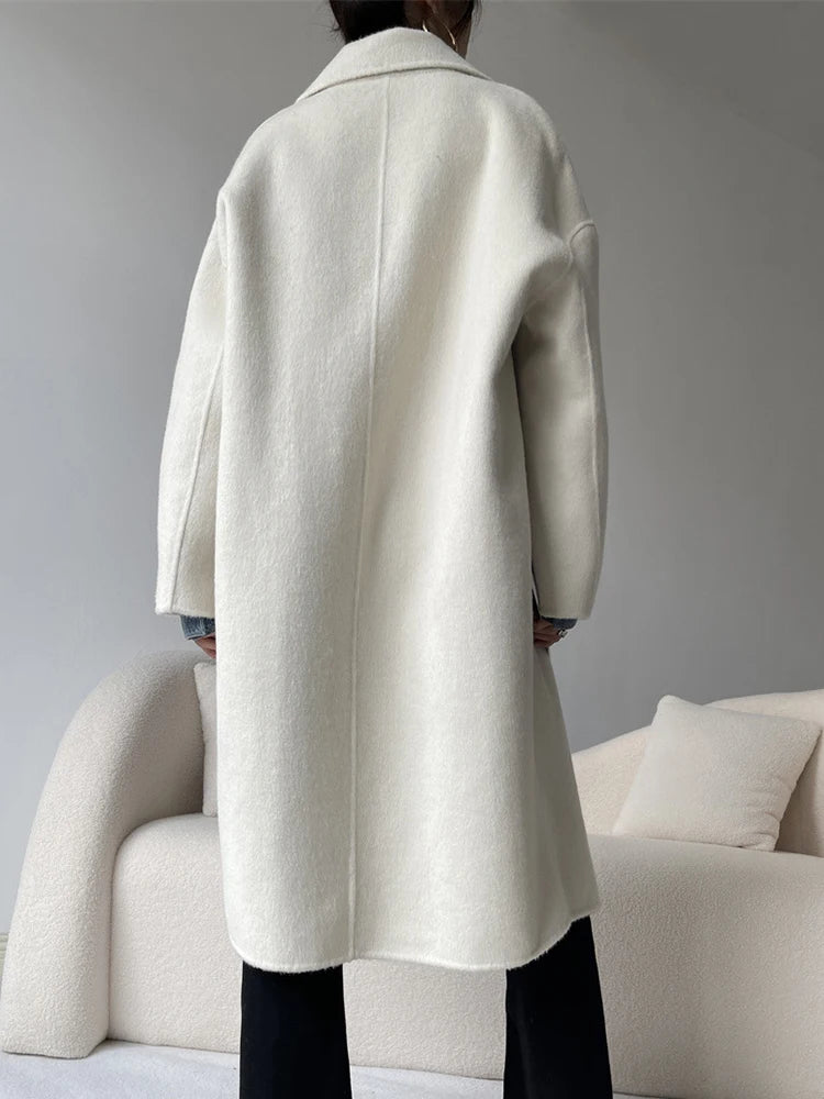 Women's Double Breasted Long Wool Coat