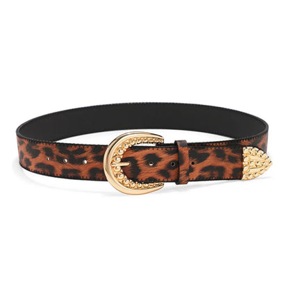 Women's Leopard Print PU Leather Belt Accessories Casual Fashion