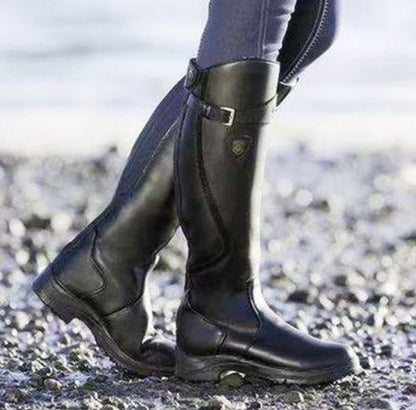 Women's Leather Knee High Winter Flat Boots