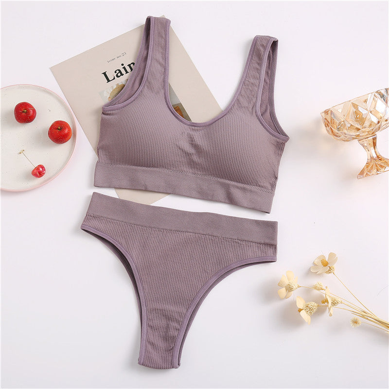 Women's Seamless Underwear Bra Top and Pants Set Underwear