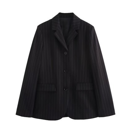 Women's Pinstripe Black Blazer