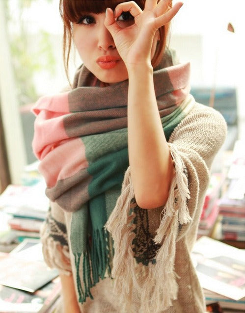 Women's Imitation Cashmere Fringed Tassel Edge Scarf