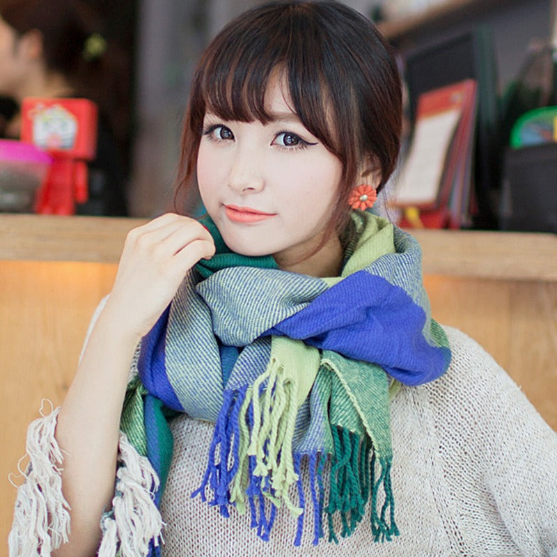 Women's Imitation Cashmere Fringed Tassel Edge Scarf