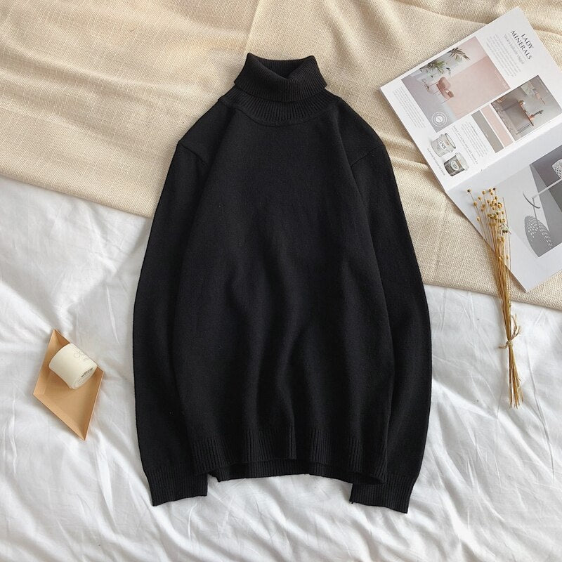 Men's Winter Pullover Turtle Neck Long Sleeve Sweater Jumper Knitwear Cotton Casual Fashion Clothing Tops