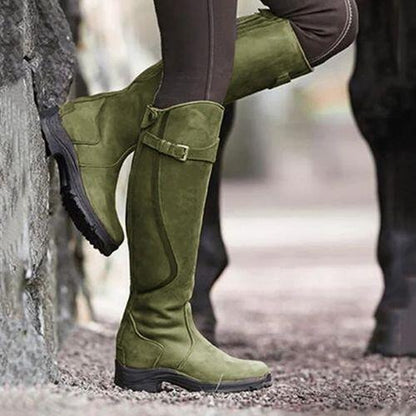 Women's Leather Knee High Winter Flat Boots