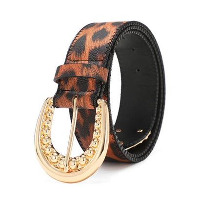 Women's Leopard Print PU Leather Belt Accessories Casual Fashion