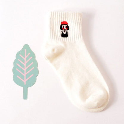 Women's Cartoon Print Cotton Ankle Socks Killer Cupid Moustache Milk Cola Leon Clover Love Smile Face Mathilda Rose Tongue