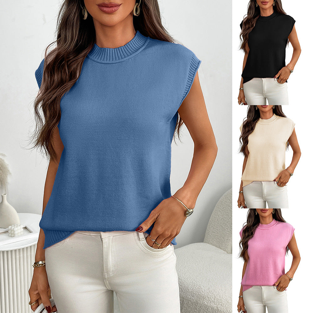 Women's Cap Sleeve Round Neck Knit Top