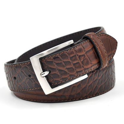 Men's PU Leather Belt Snakeskin Pin Buckle Casual Fashion Accessories