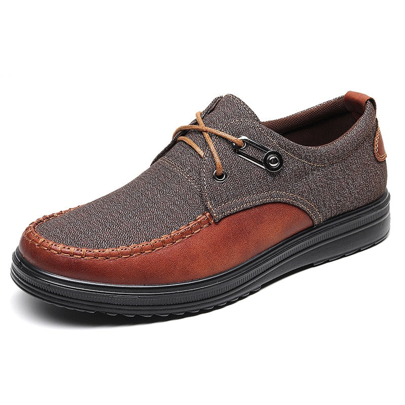 Men's Leather Style Loafer Shoes Pull On Bendable Flat Footwear