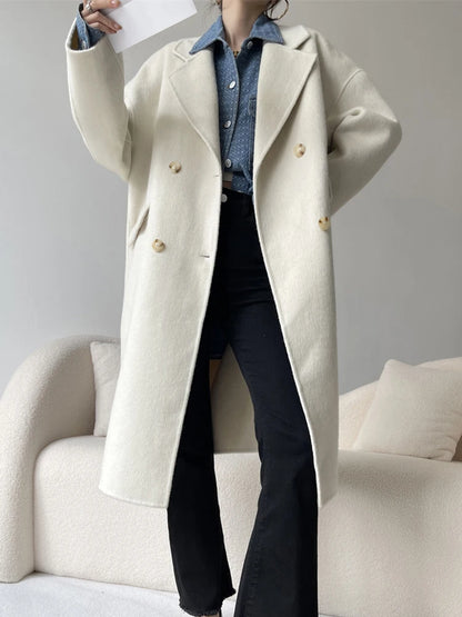 Women's Double Breasted Long Wool Coat