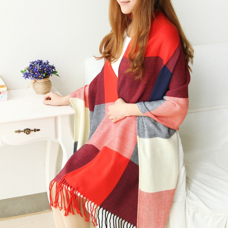 Women's Imitation Cashmere Fringed Tassel Edge Scarf