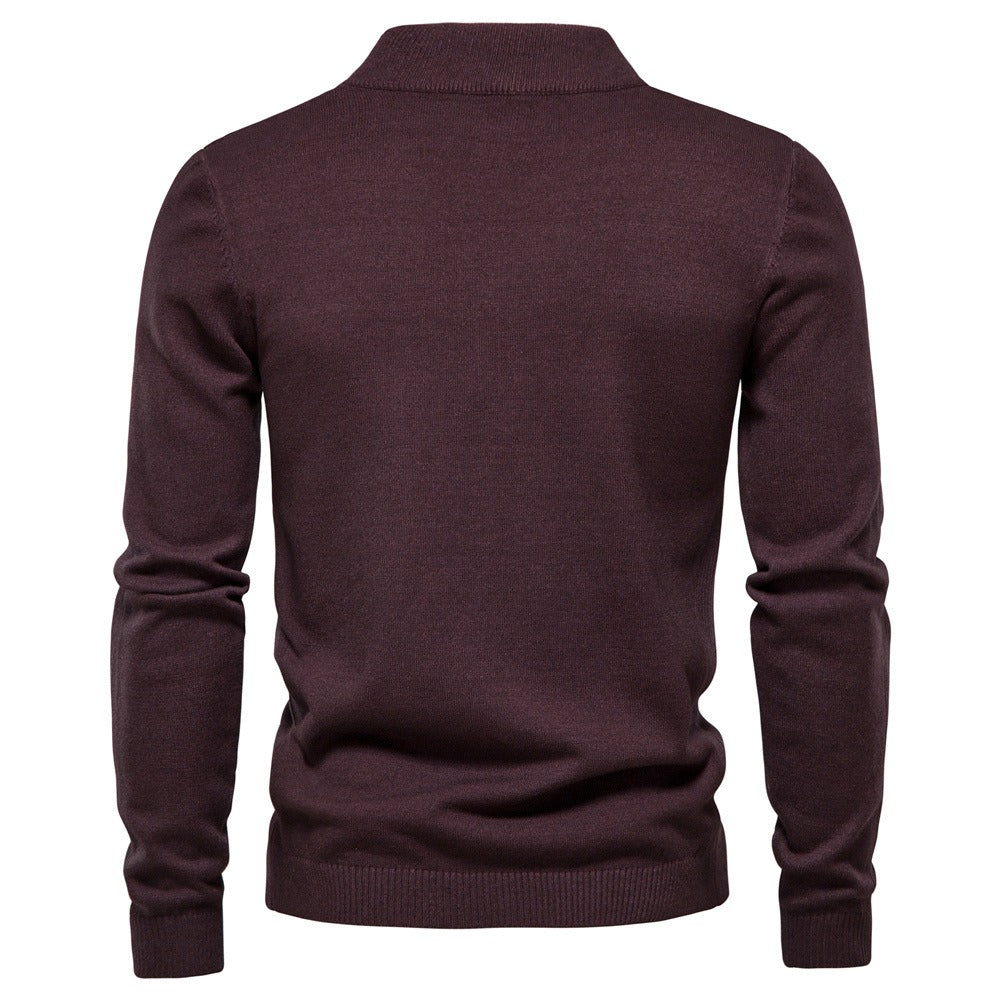 Men's Solid Colour Thickened Thermal Sweater Knitted Long Sleeve Medium Neck Slim Fit Jumper