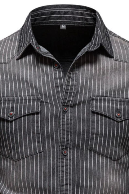 Men's Pinstripe Denim Shirt
