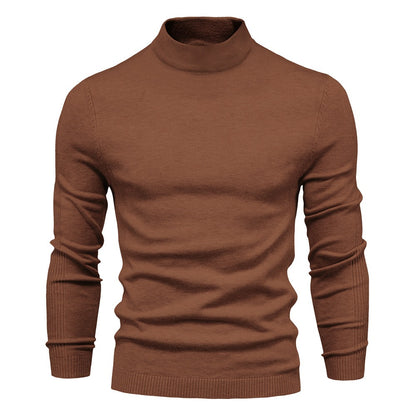 Men's Solid Colour Thickened Thermal Sweater Knitted Long Sleeve Medium Neck Slim Fit Jumper