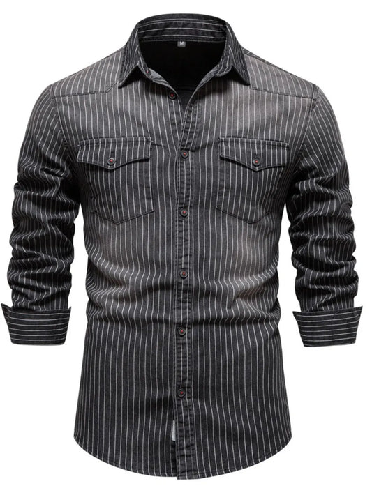 Men's Pinstripe Denim Shirt