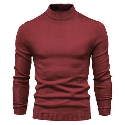 Men's Solid Colour Thickened Thermal Sweater Knitted Long Sleeve Medium Neck Slim Fit Jumper