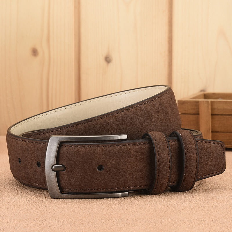 Men's Suede Leather Buckle Belt