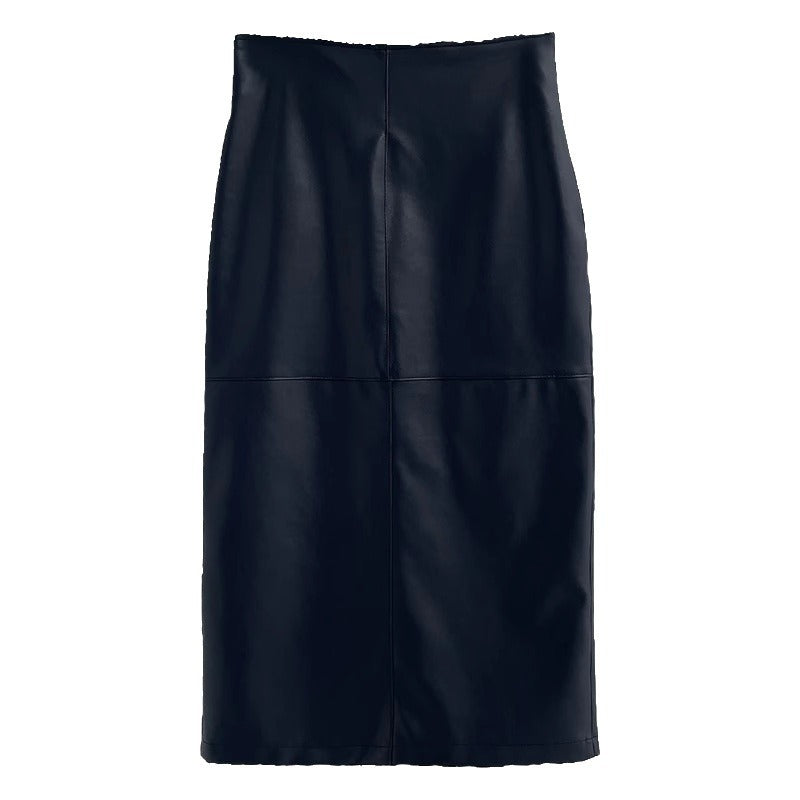 Women's PU Leather Pencil Midi Skirt