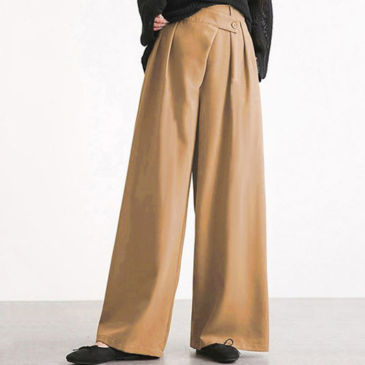 Women's Irregular Belt Design Wide Leg Trousers