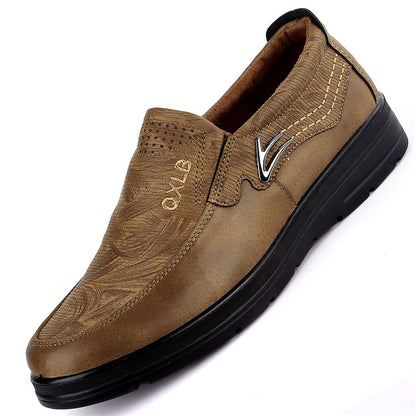 Men's Leather Style Loafer Shoes Pull On Bendable Flat Footwear