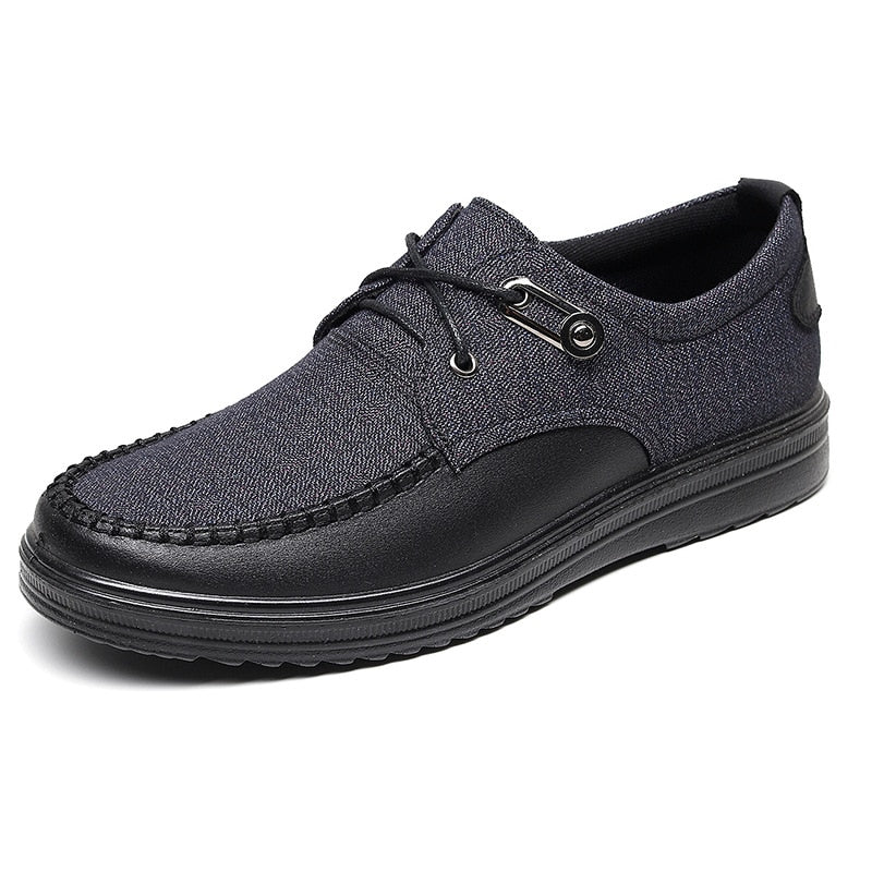 Men's Leather Style Loafer Shoes Pull On Bendable Flat Footwear