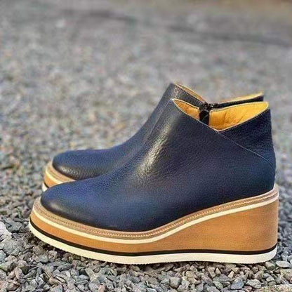 Women's Faux Leather Platform Wedge Ankle Boots