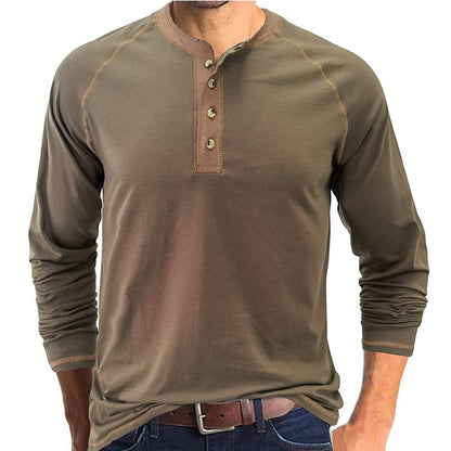 Men's Colour Contrast Cotton Long Sleeve T-Shirt