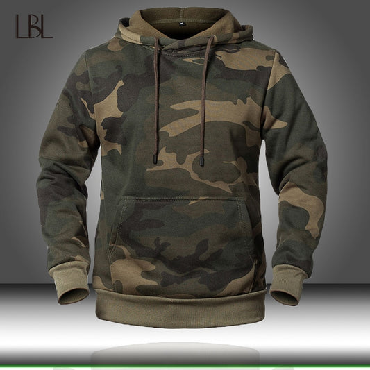 Men's Camouflage Hoodie Sweatshirt Long Sleeve Front Pocket Drawstring