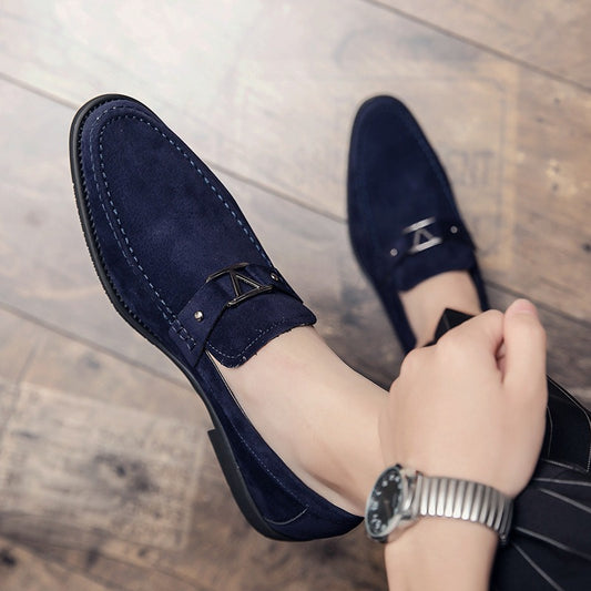 Men's Faux Suede Loafers Pointed Toe Slip On Shoes