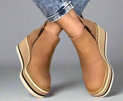 Women's Faux Leather Platform Wedge Ankle Boots