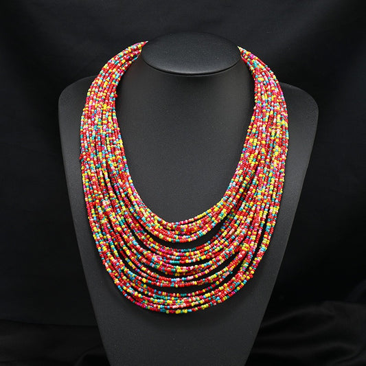 Bohemian Colourful Multi-layer Beaded Necklace Chain