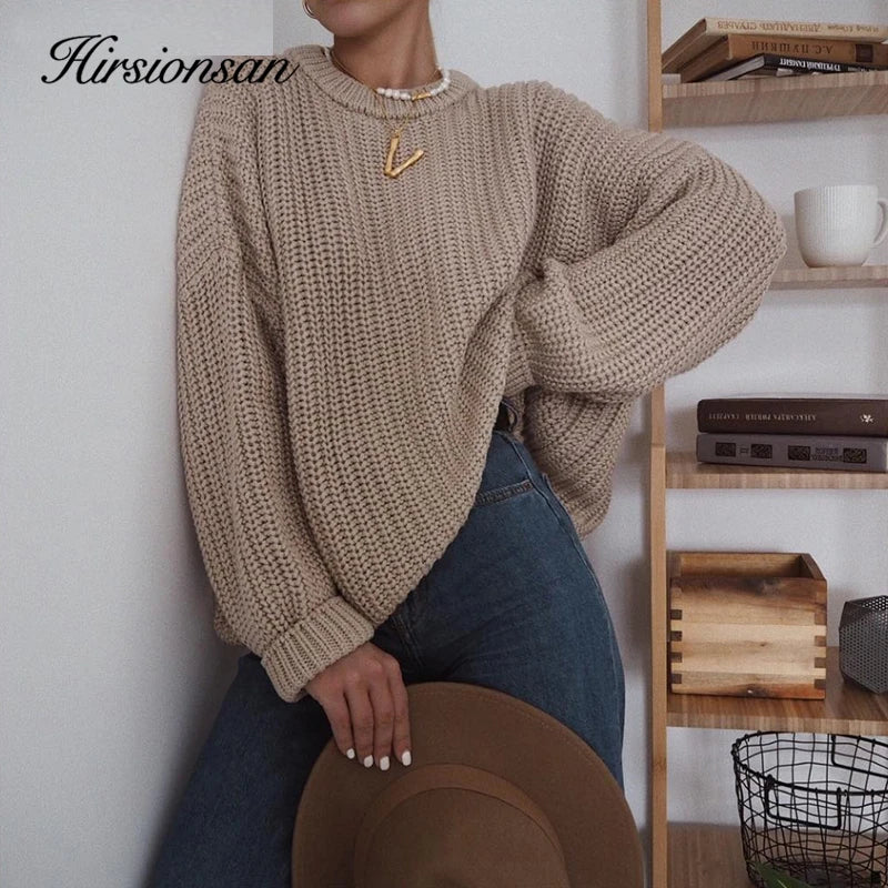 Women's Knitted Oversized Jumper Drop Shoulder Warm Sweater