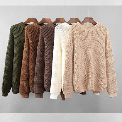 Women's Knitted Oversized Jumper Drop Shoulder Warm Sweater