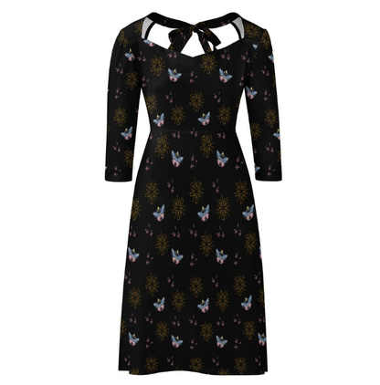 Women's Butterfly Sun Back Tie Fitted Dress