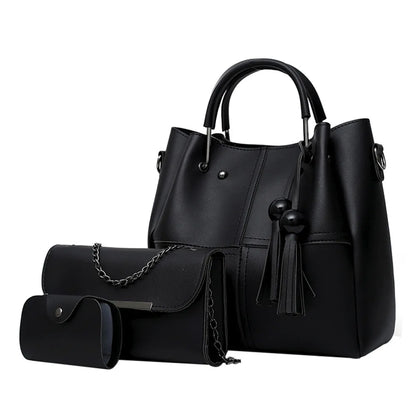 Women's Tassel Bags Shoulder Crossbody Handbag 3 Piece Set