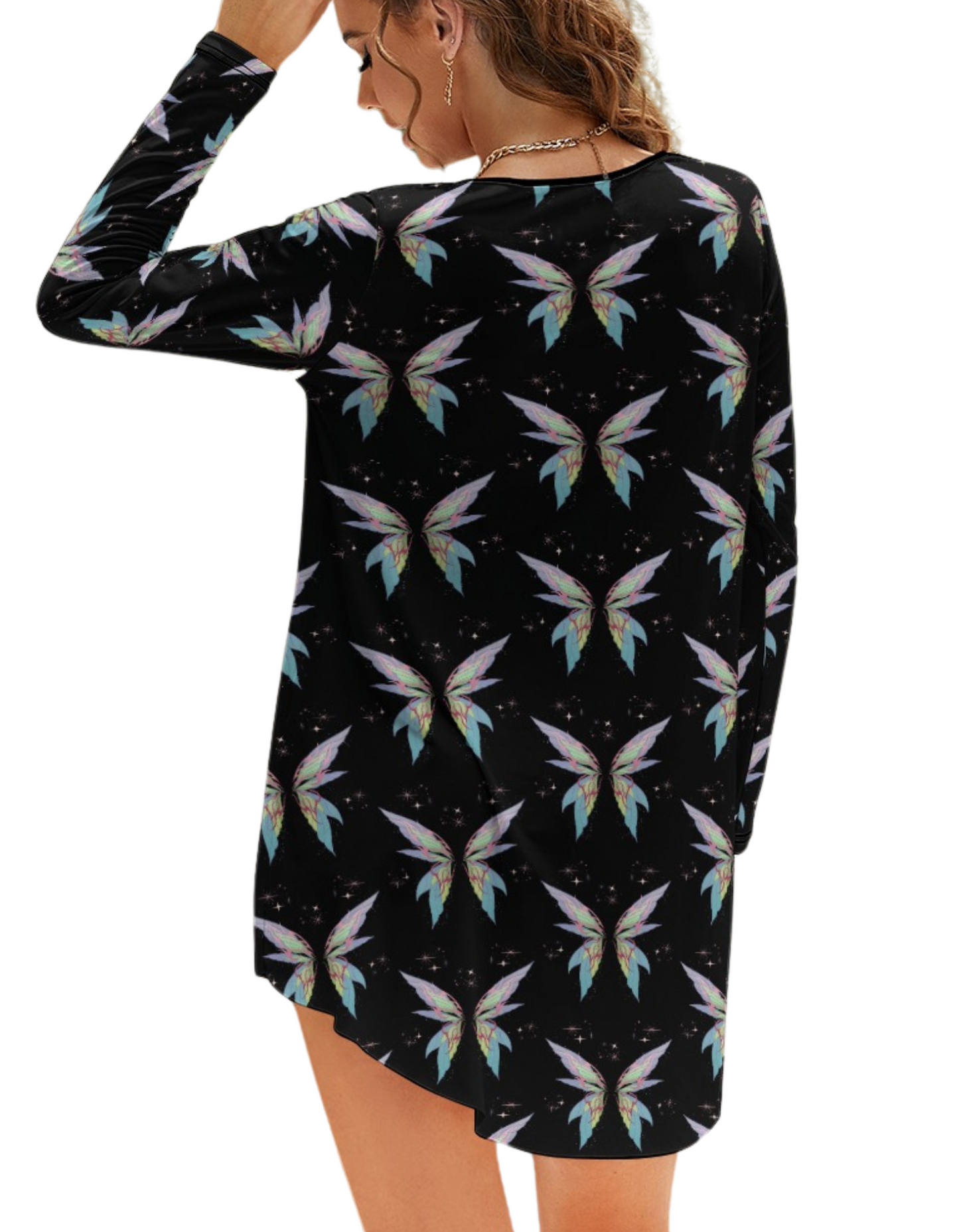 Women's Butterfly Long Sleeve Loose Dress